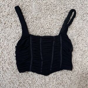 Cotton Candy Black Ruched Crop Top